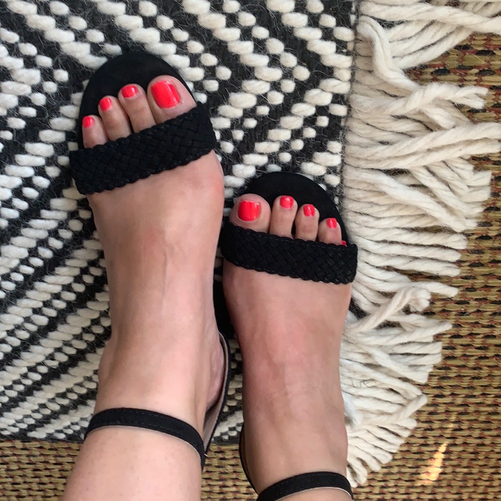 Black ankle strap heel